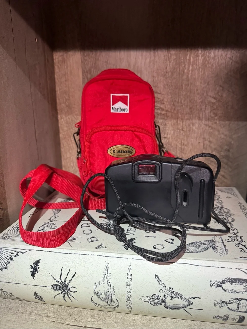 Vintage 80’s Canon Marlboro Nylon Camera Carrying Case w/ Marlboro Camera